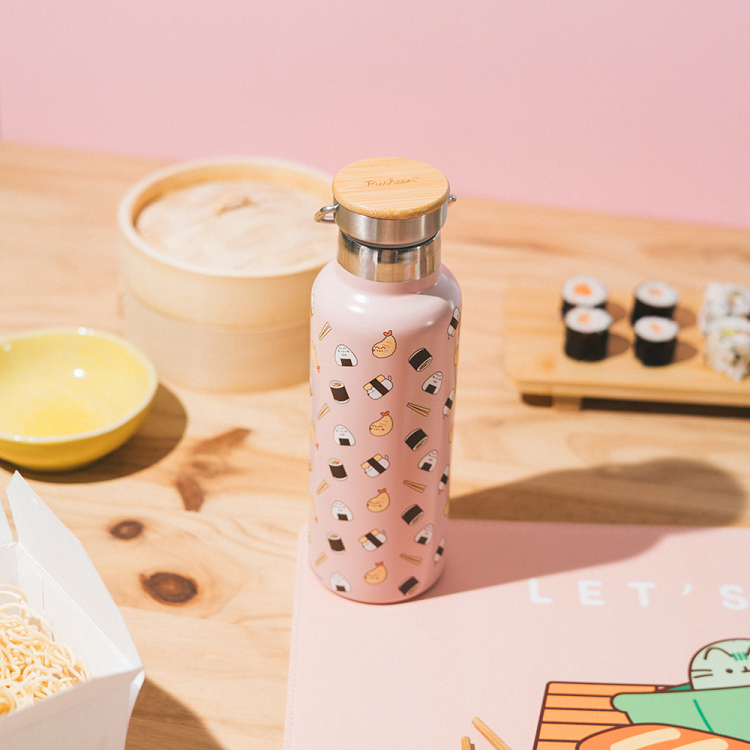 Μεταλλικό Μπουκάλι Θερμός με Λαβή 500ml PUSHEEN Sushi Roll