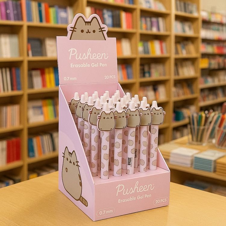 Display with 20 Erasable Gel Pens 0,7mm PUSHEEN Moments, with 3D figures in 4 designs
