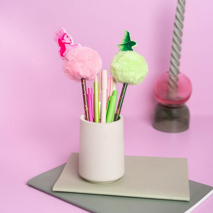 Set of 10 Pens with pom pom & 2D figure WICKED PART TWO Elphaba