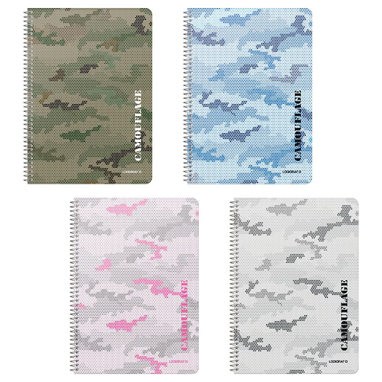 CAMOUFLAGE Τετράδιο Σπιράλ Wirelock B5/17Χ25 4 Θέματα 120 Φύλλα 6τμχ