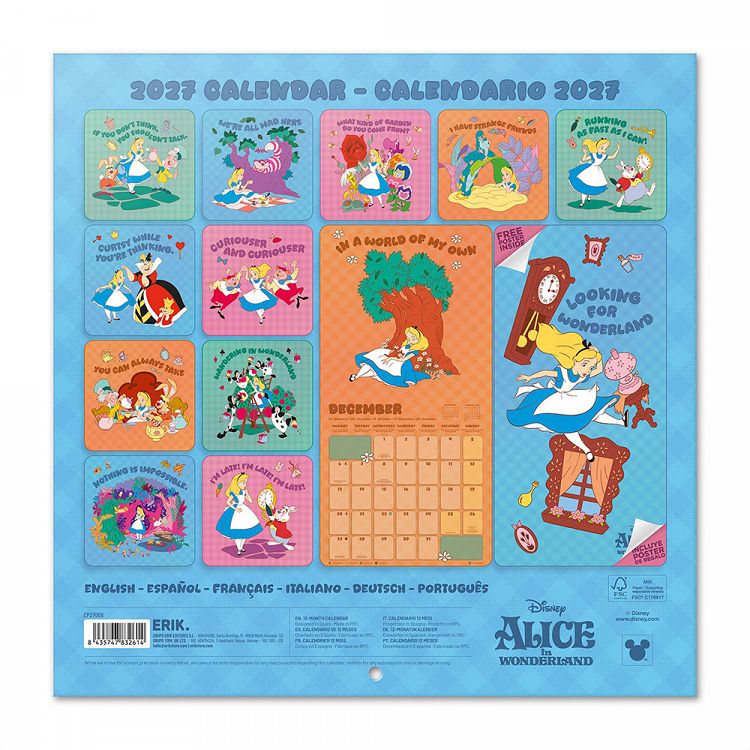 Wall Calendar 2027 30X30cm DISNEY ALICE IN WONDERLAND