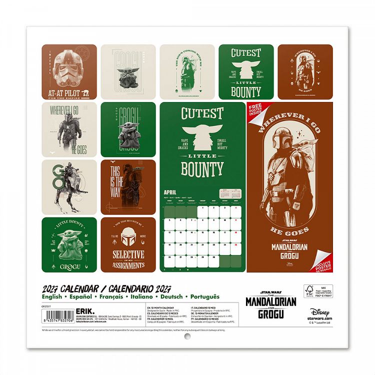Wall Calendar 2027 30X30cm STAR WARS THE MANDALORIAN AND GROGU