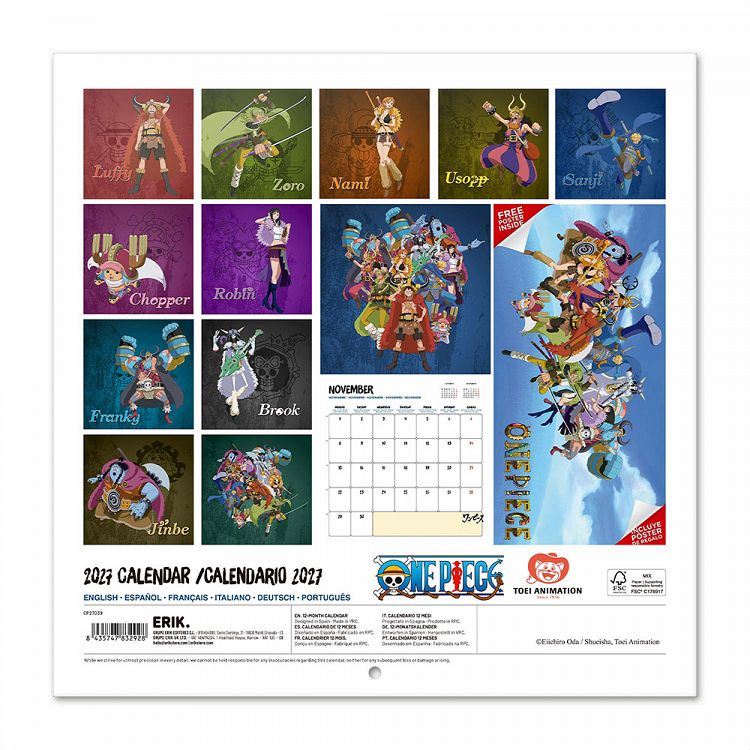 Ημερολόγιο Τοίχου 16 ΜΗΝΩΝ 2027 30X30εκ ONE PIECE Elbaph