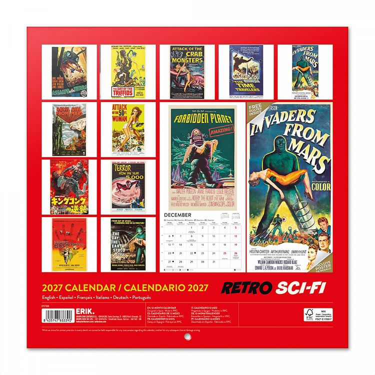 Wall Calendar 2027 30X30cm RETRO SCI-FI