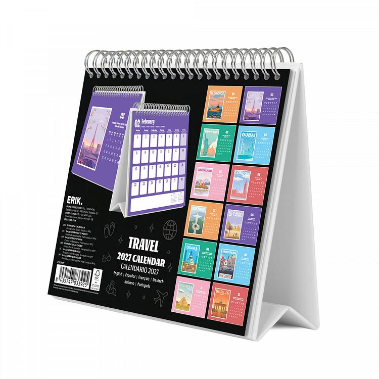 Deluxe Desk Calendar 2027 TRAVEL