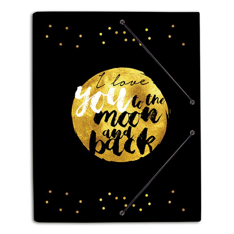 Folder Elastic cord A4 GLITTER I Love You to the Moon and Back