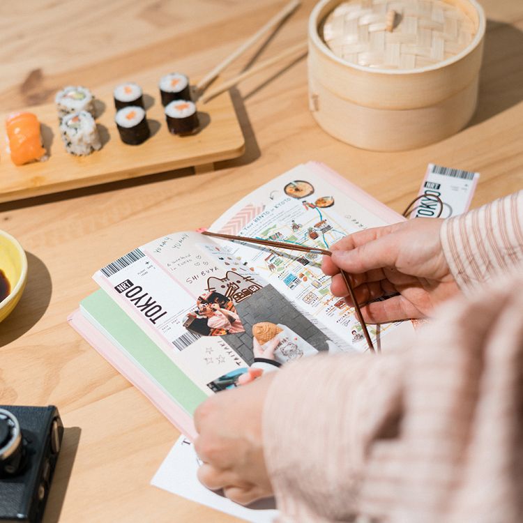 Triple Soft Cover Travel Notebook 13X22 PUSHEEN Sushi Roll