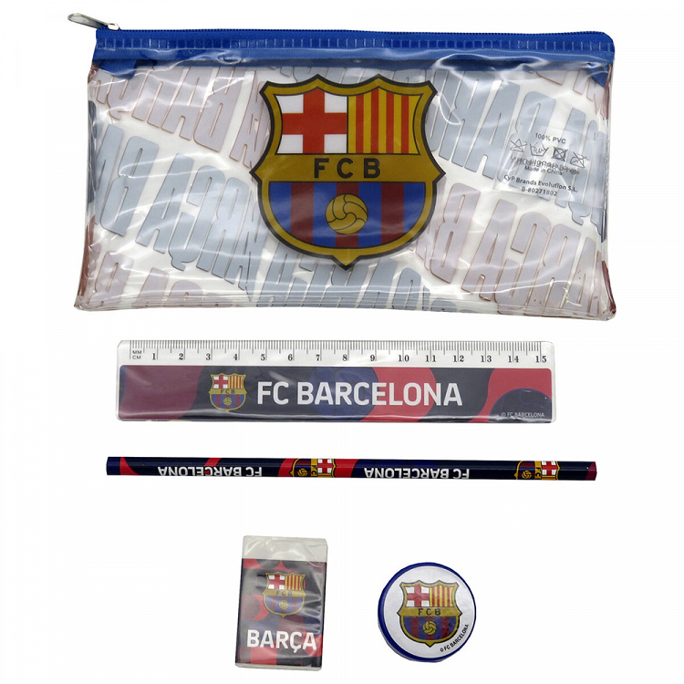 Plastic Pencil Case w/Stationeries FC BARCELONA
