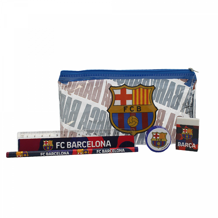 Plastic Pencil Case w/Stationeries FC BARCELONA