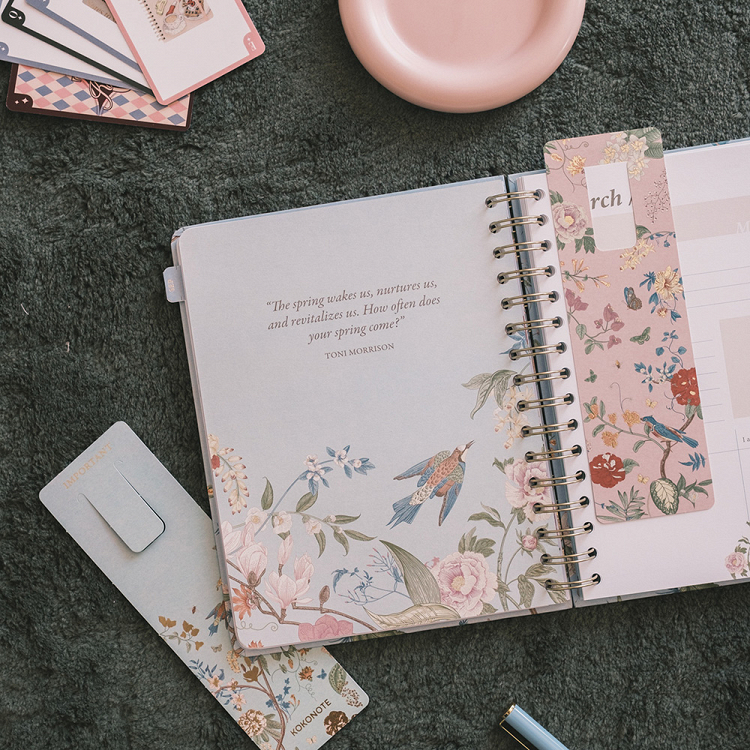 Premium Academic Weekly Planner 2026/2027 Wire-o 12 Months 16,5Χ21cm BAMBINA SEASONAL FLOWERS by Kokonote