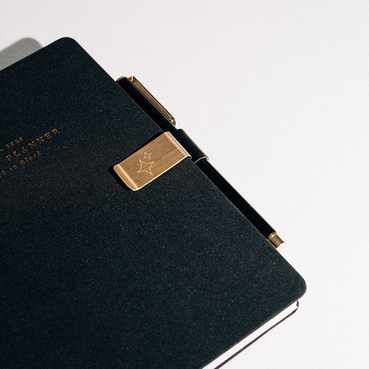 Gold Plated Metal Clip with Pen Holder KOKONOTE BASIC STUDIO Back to Black