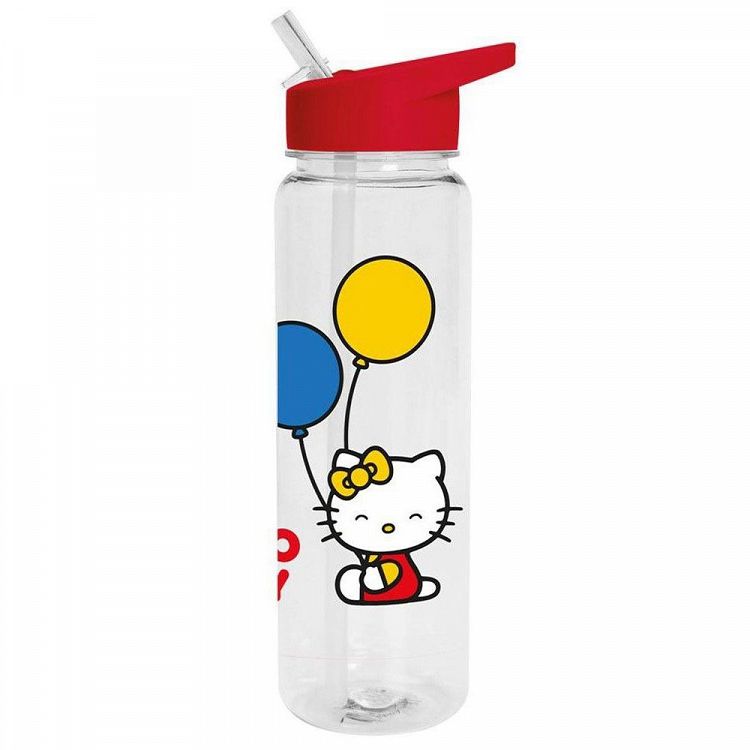 Πλαστικό Μπουκάλι με Καλαμάκι 500ml HELLO KITTY Balloons