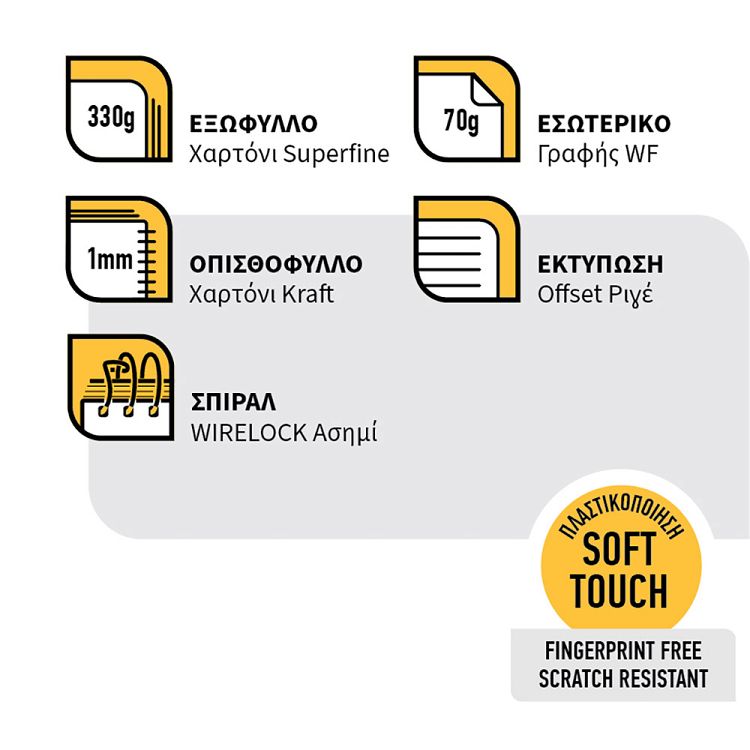 DENIM Τετράδιο Σπιράλ Wirelock B5/17Χ25 3 Θέματα 90 Φύλλα 6τμχ