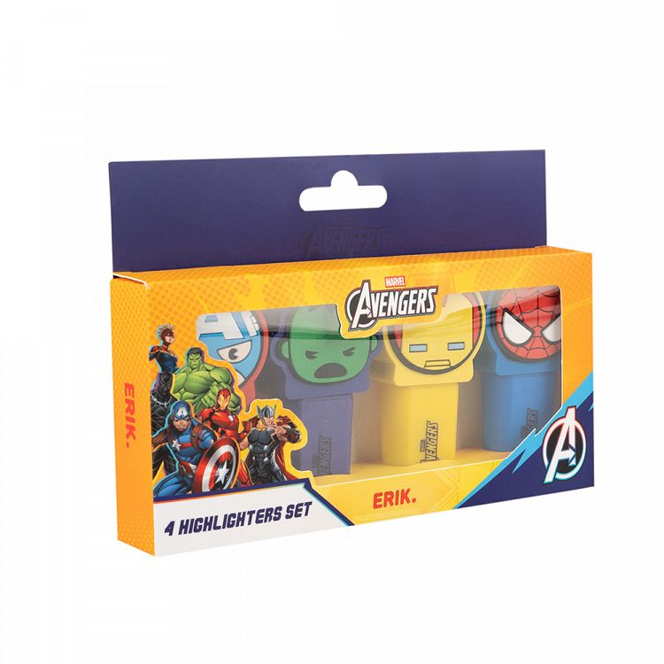 Σετ 4 Υπογραμμιστές (Highlighters) με 3D Topper MARVEL AVENGERS