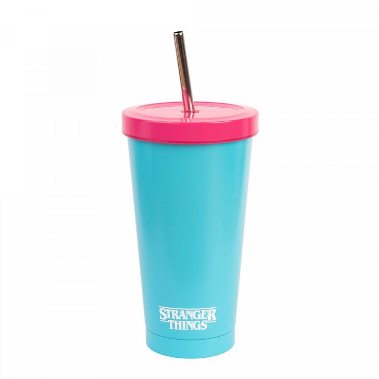 Metal Tumbler with Straw PSTRANGER THINGS RINK-O-MANIA