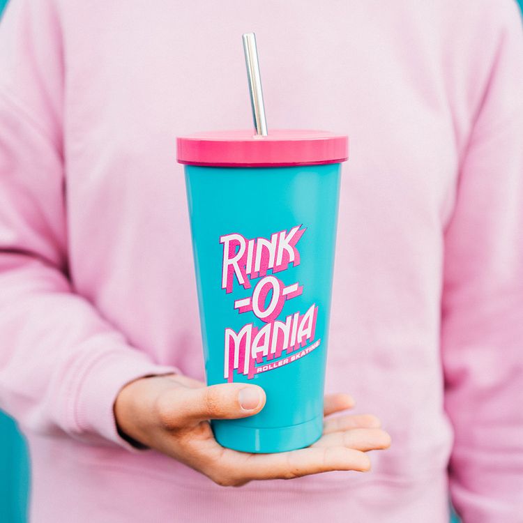 Metal Tumbler with Straw PSTRANGER THINGS RINK-O-MANIA