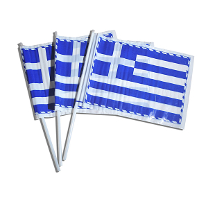 Greek Flag Plastic Stick with Whistle 25x35cm Ydrogeios 20pcs pack.