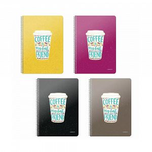 COFFEE Wirelock Notebook B5/17Χ25 3 Subjects 90 Sheets 6pcs