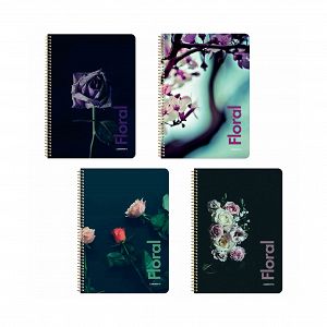 FLORAL Wirelock Notebook B5/17Χ25 4 Subjects 120 Sheets 6pcs