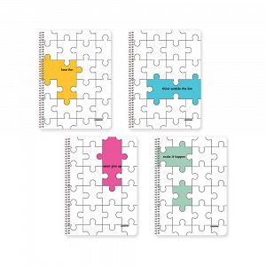 PUZZLE Wirelock Notebook B5/17Χ25 4sub 120sh 6pcs