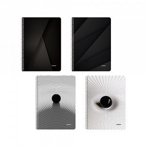 BLACK & WHITE Wirelock Notebook B5/17Χ25 4 Subjects 120 Sheets 6pcs pack