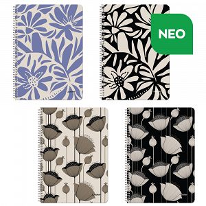 FLOWERS Wirelock Notebook A4/21Χ29 3sub 90sh 6pcs