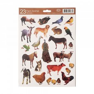 23 Farm Animals Stickers in an A4 sheet
