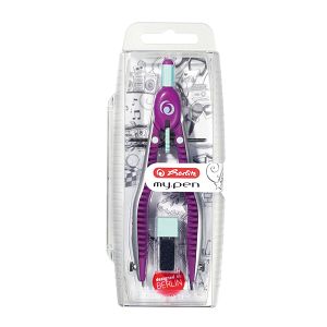 HERLITZ XL Compass My.Pen in Plastic Case + Spare Parts Purple-Mint - 4pcs Package