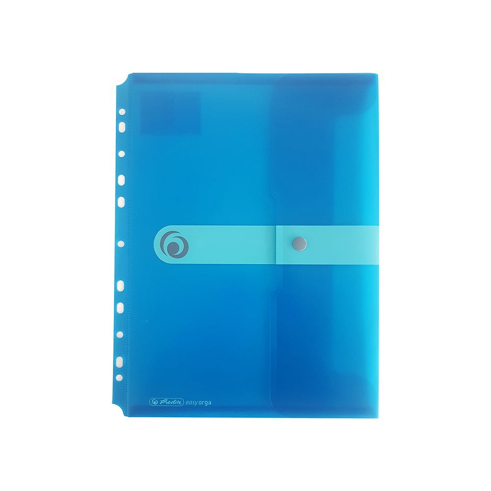 HERLITZ Φάκελος με Κουμπί και Τρύπες για Αρχειοθέτηση Α4 Μπλε-Διάφανο - Συσκευασία 6τμχ