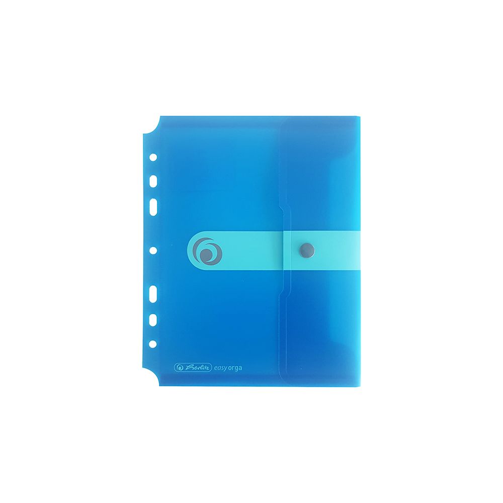 HERLITZ Φάκελος με Κουμπί και Τρύπες για Αρχειοθέτηση Α5 Μπλε-Διάφανο - Συσκευασία 6τμχ