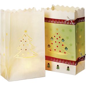 Paper tea light bags, 24,5X14X8,5cm, 5pcs set, Christmas Tree