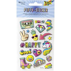 Set 18 Puffy Stickers, 10.5X16cm HAPPY