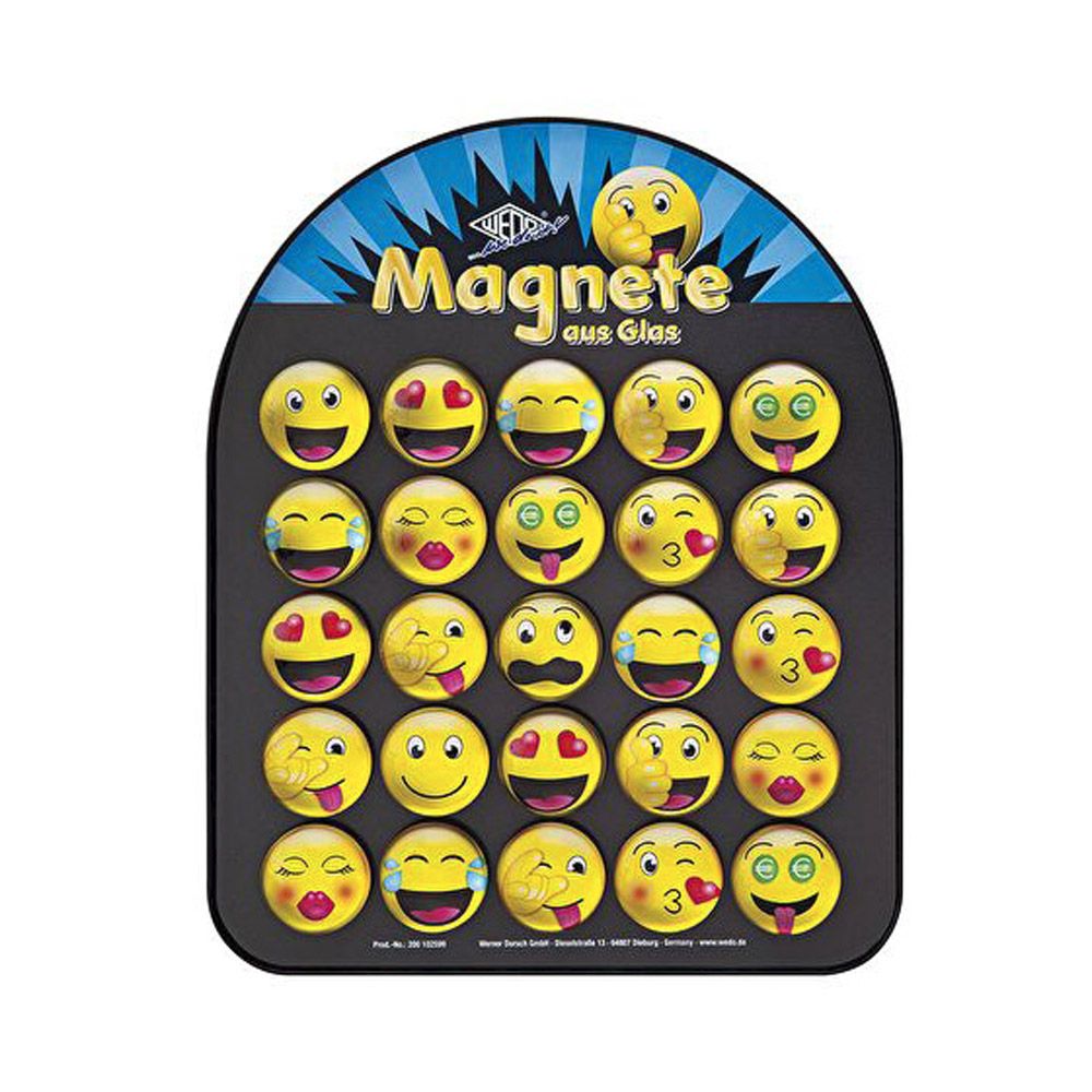 WEDO Round-Shaped Glass Magnets Emoji Faces Display 25pcs