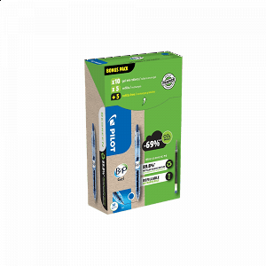 Gel Pen Blue 0.7mm PILOT BEGREEN B2P, in 10pcs Box & 5xRefills +5 free