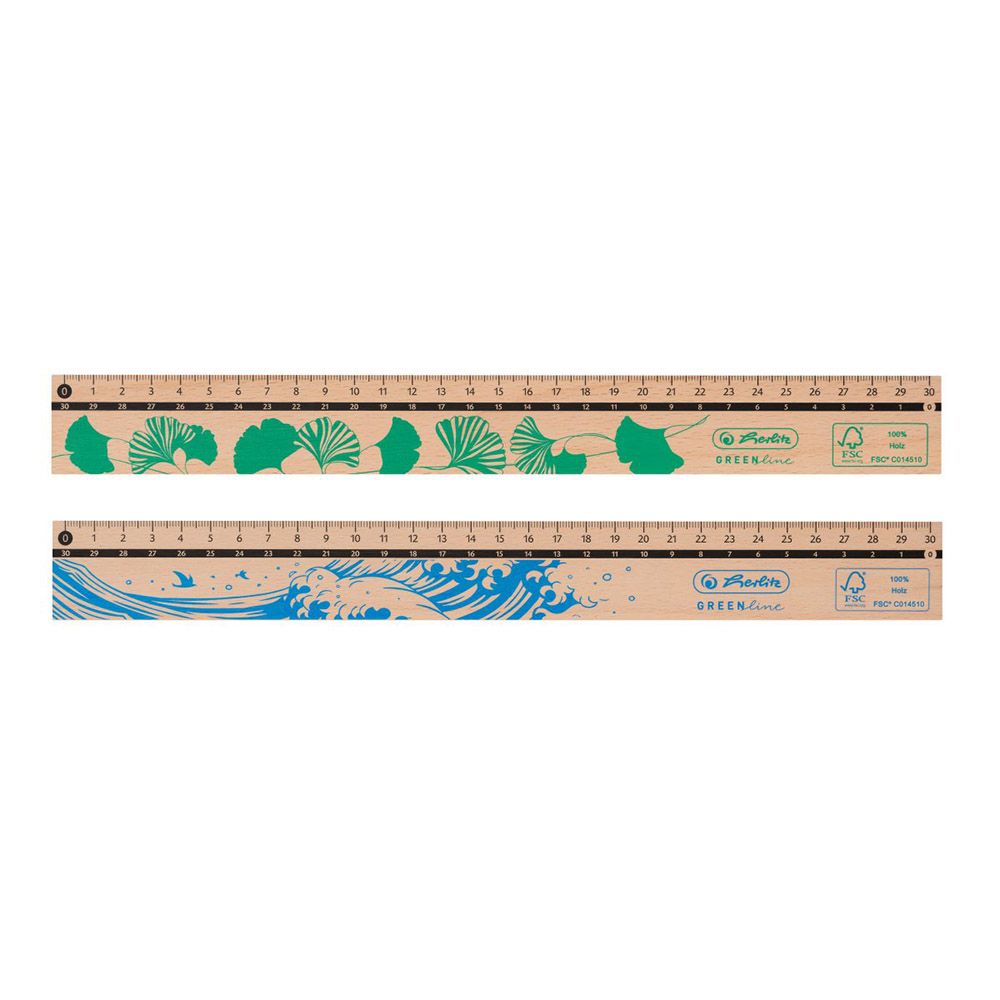 HERLITZ Wooden Ruler 30cm FSC - 12pcs Package