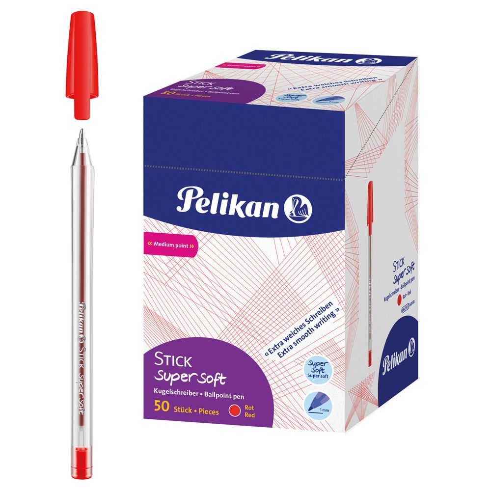 PELIKAN Στυλό Stick K86 Super Soft Κόκκινο - Συσκευασία με 50τμχ