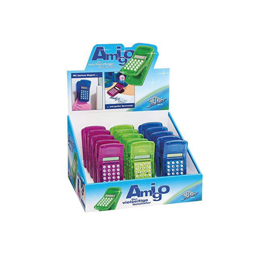 WEDO Magnetic Note Holders with Calculator Amigo Assorted Colors Display 15pcs