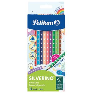 PELIKAN Ξυλομπογιές Silverino 3mm 12 Χρώματα - Συσκευασία 10τμχ