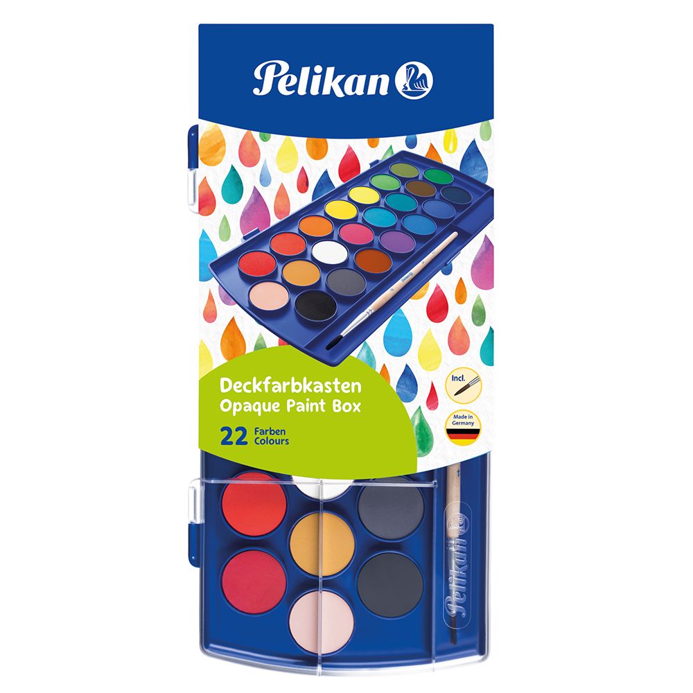 PELIKAN Opaque Paint Box F455 22 Colors - 10pcs Package