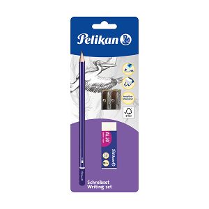 PELIKAN Writing Set Pencil - Eraser -Sharpener in Blister Card - 6pcs Package