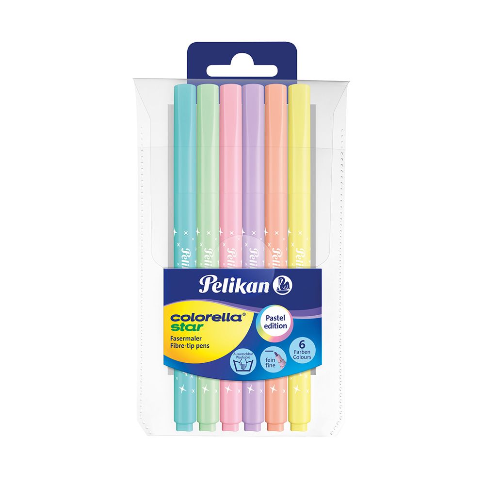 PELIKAN Fibre-tip Pen Washable Pastel C302 6 Colors - 10pcs Package