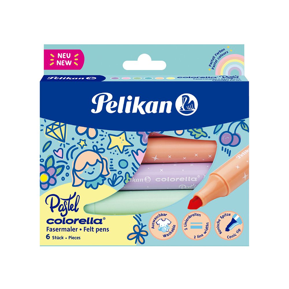 PELIKAN Felt-tip Pen Colorella Star 411 Maxi Pastel 6 Colors - 5pcs Package