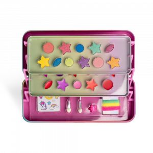 Perfect Traveller Tin Case with Cosmetics LITTLE UNICORN with 3 Levels