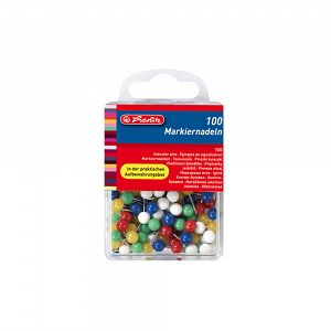 HERLITZ Indicator Pins 100pcs Assorted Colours - 5pcs Package