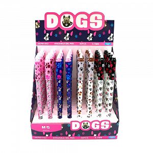 Display with 40 Erasable Gel Pens in 4 Designs CATS&DOGS