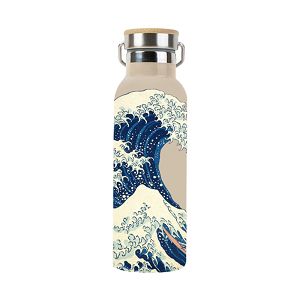 Metallic Bottle with Handle 500ml JAPANESE ART Hokusai by Kokonote