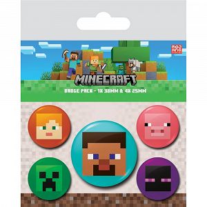 Σετ 5 Κονκάρδες MINECRAFT Πρόσωπα