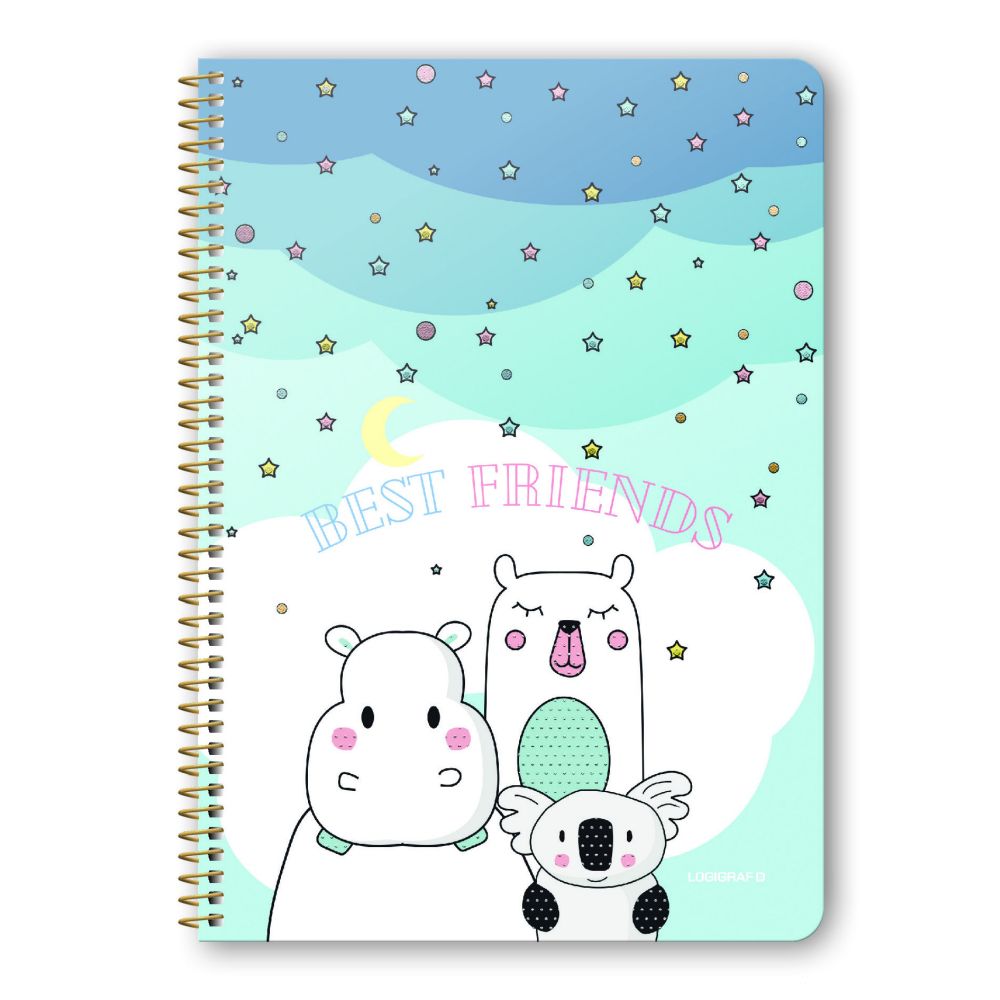 BEST FRIENDS Wirelock Notebook B5/17Χ25 3 Subjects 90 Sheets 6pcs