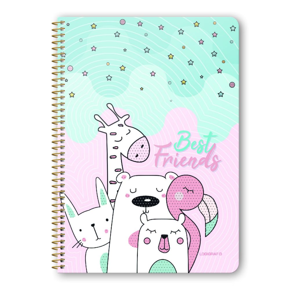BEST FRIENDS Wirelock Notebook B5/17Χ25 3 Subjects 90 Sheets 6pcs