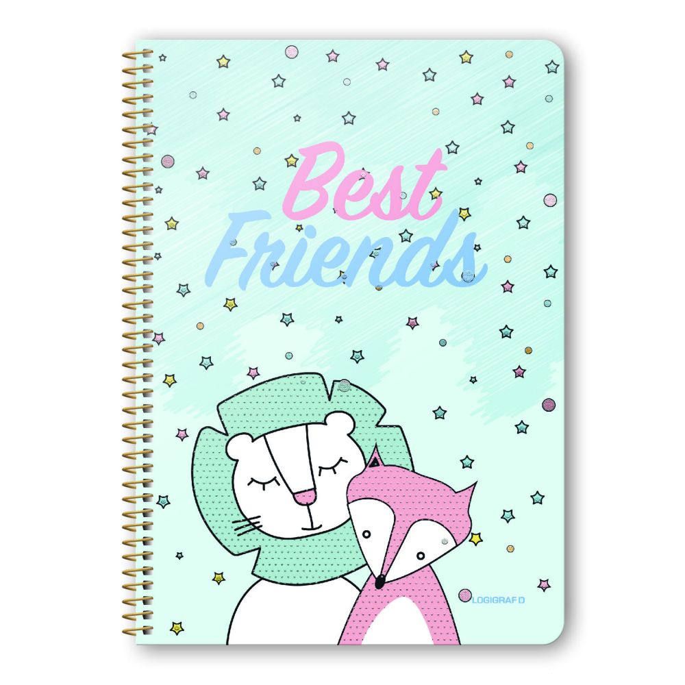 BEST FRIENDS Wirelock Notebook B5/17Χ25 3 Subjects 90 Sheets 6pcs